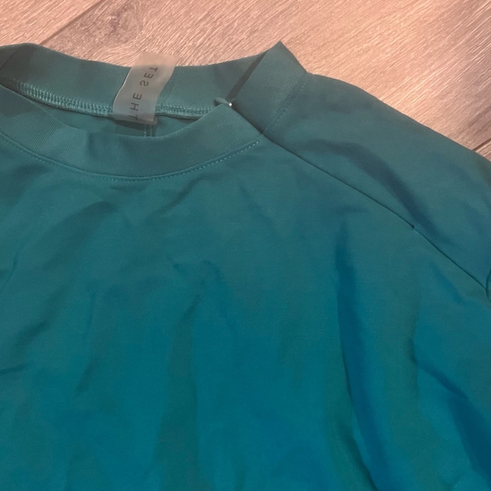 Teal Mocked Cropped Top Track Suit